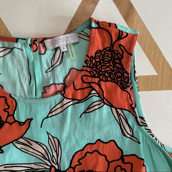1.STATE Floral Flowy Tank, Split Back - S - Picture 2 of 4